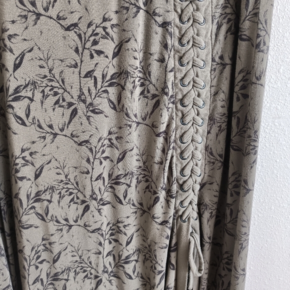 Long Patterned Hemp Maxi Skirt with Slit - Picture 4 of 6